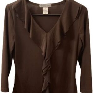 Brown Ruffled Women's Top